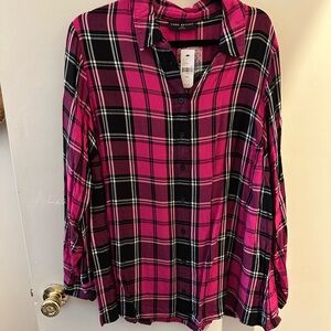 Lane Bryant Women's Pink Plaid Top